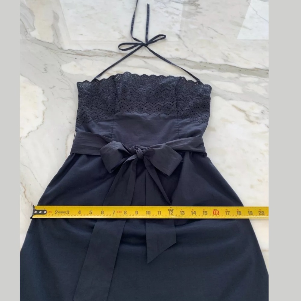 PETRO ZILLIA BLACK COTTON HALTER EYELET DRESS SZ 4 - Picture 10 of 12